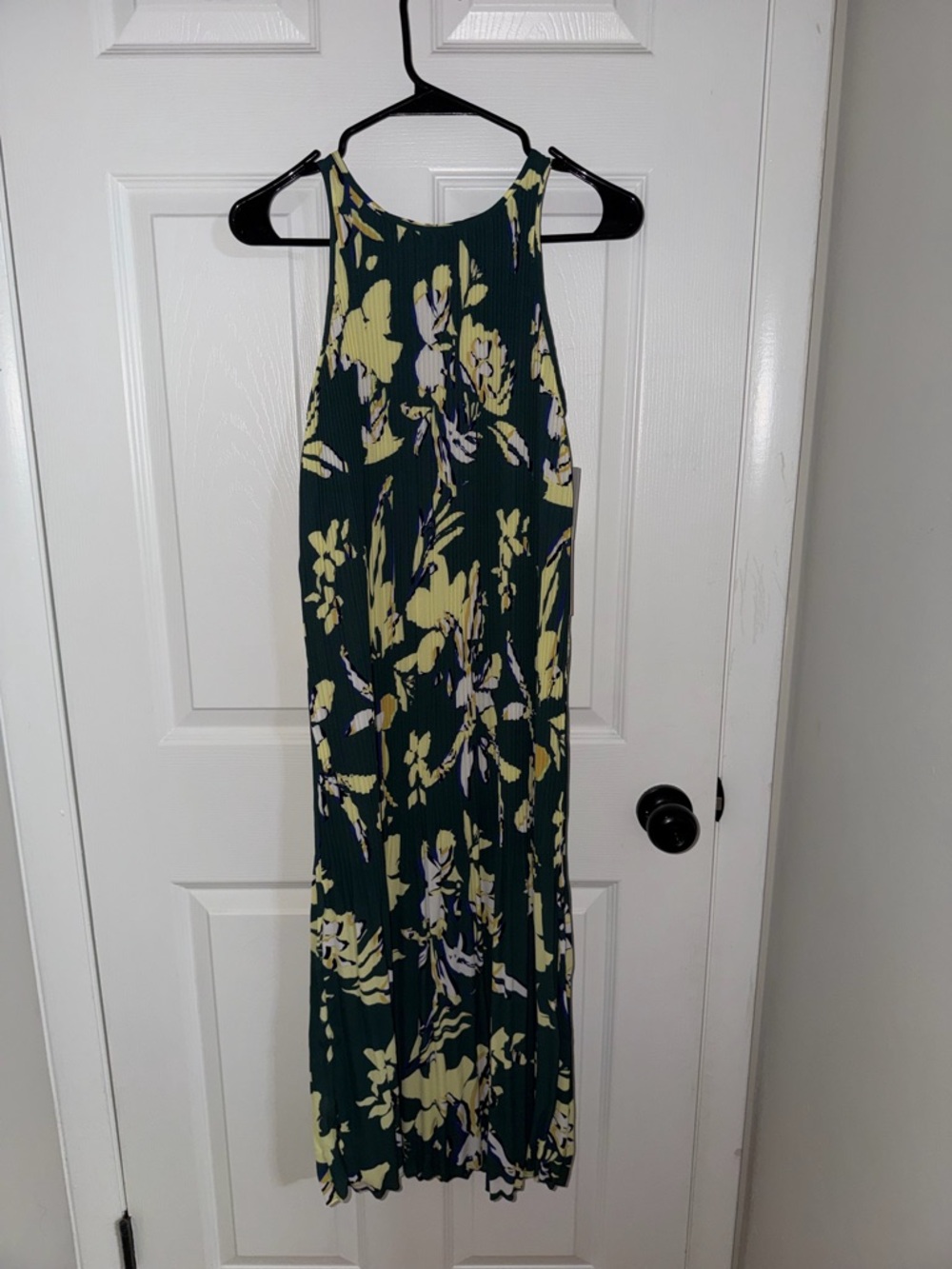 NWT Halogen Green Floral Pleated Maxi Dress